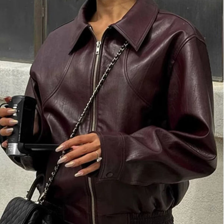 Veste en simili cuir pour femmes avec taille élastique Chic & Stil
