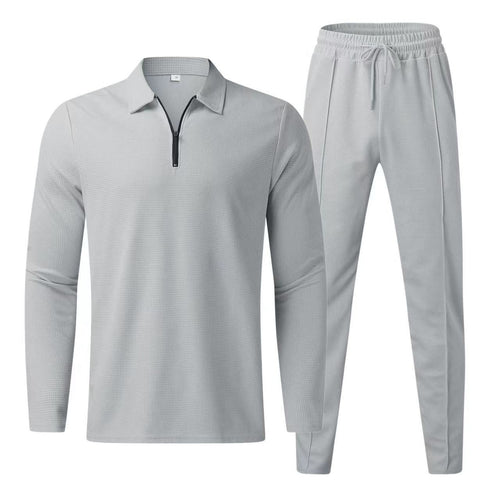 Casual sports set for men with polo collar and zip Amarae