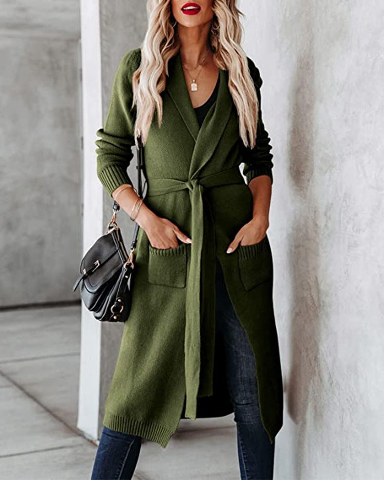 Women's open design knitted cardigan with practical pockets Lune London
