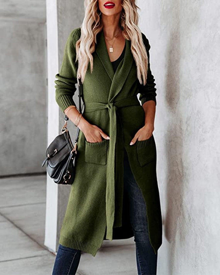 Women's open design knitted cardigan with practical pockets Lune London
