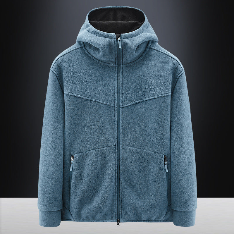 Fleece jacket for men with practical pockets and adjustable hood Lune London
