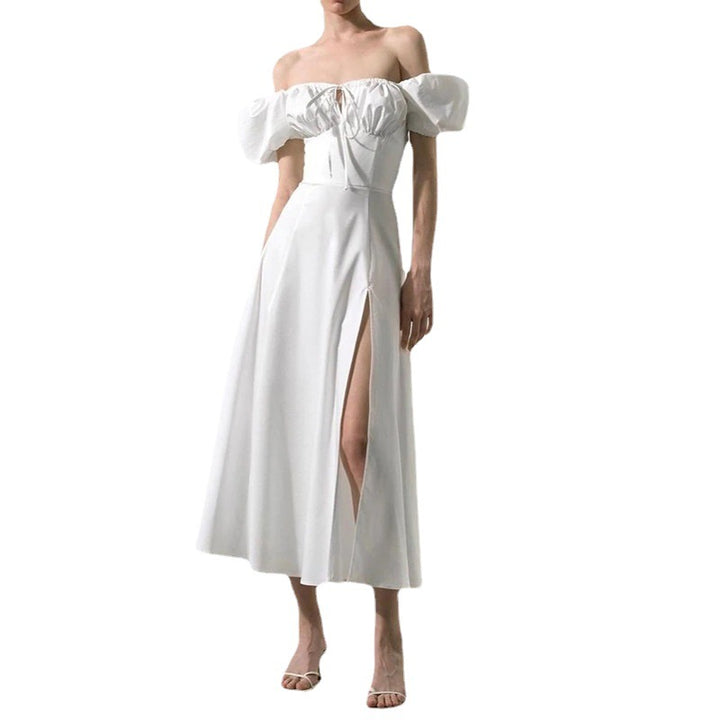 Robe maxi femme avec design off-the-shoulder et manches bouffantes volumineuses Chic & Stil