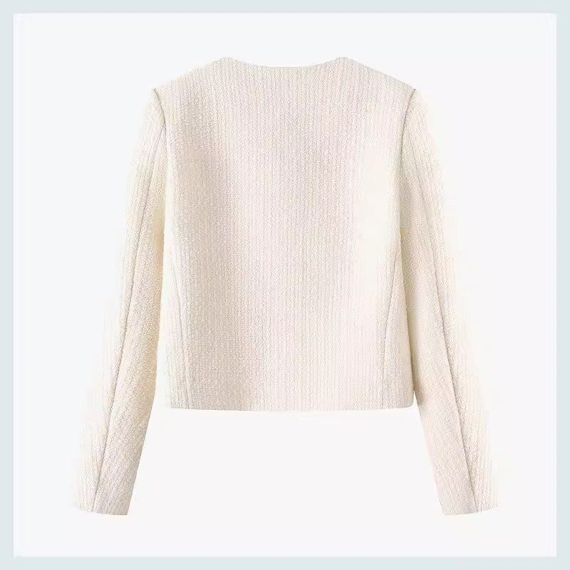 Veste courte élégante pour femmes en style tweed avec des boutons dorés Chic & Stil