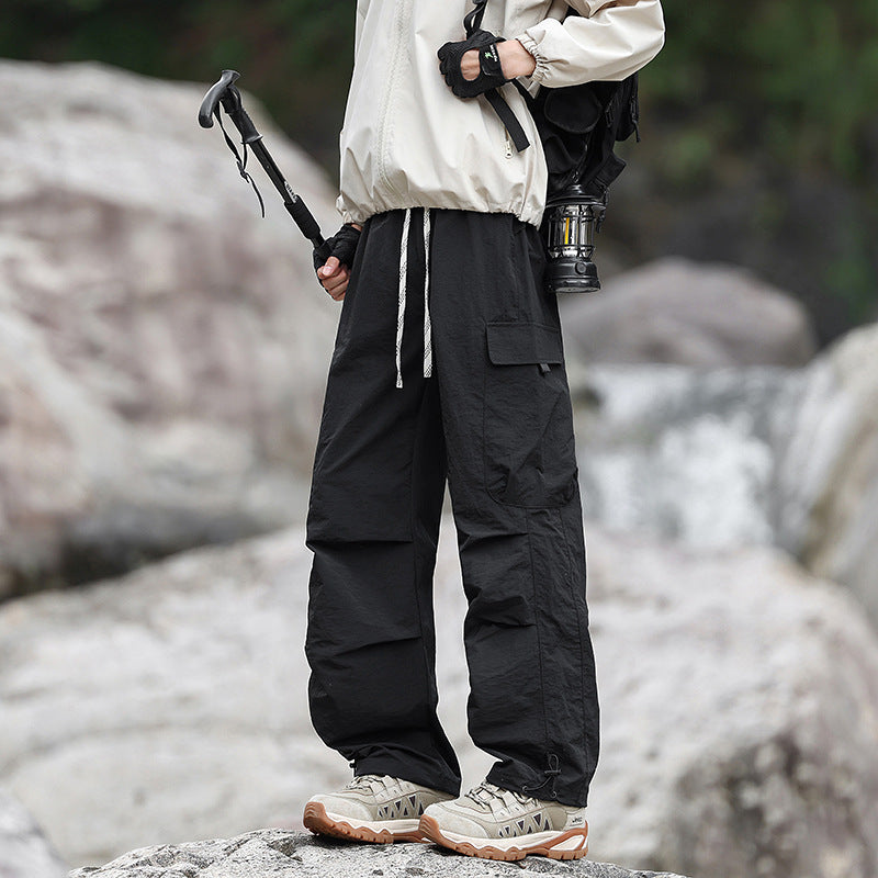 Men's Lightweight Technical Cargo Trekking Pants with Drawstring Waistband, Reinforced Hem Edges, and Adjustable Leg Opening Amarae