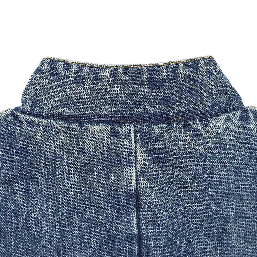 Women's Boxy Cropped Denim Jacket with Stand Collar and Three-Quarter Sleeves Amarae
