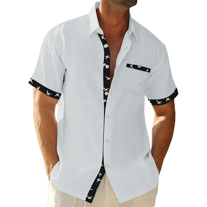 Casual short-sleeve shirt for men with a unique collar and a Lune London striped design