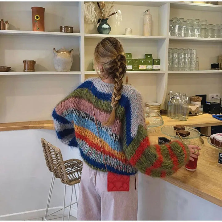 Ladies Cozy Knit Sweater with a striking colorful design Lune London
