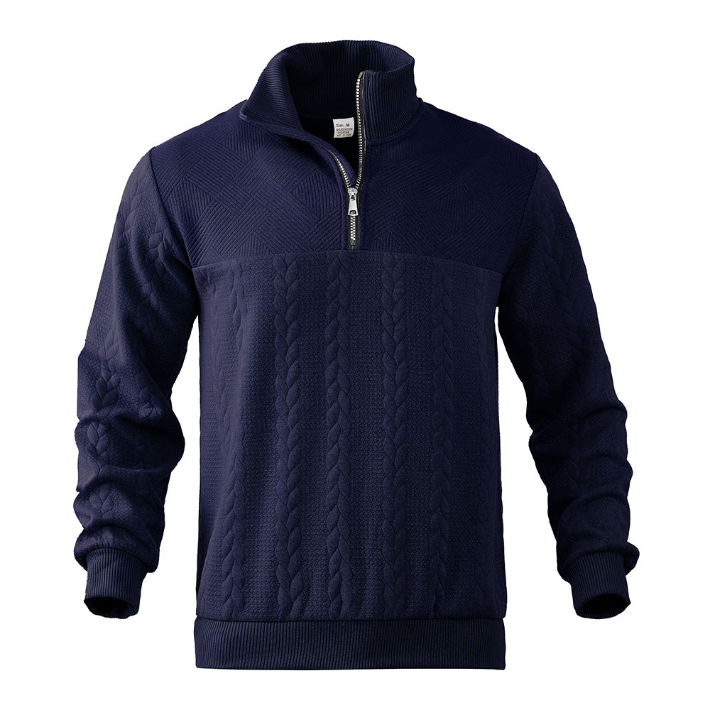 Fleece sweater for men with high collar and textured design Amarae