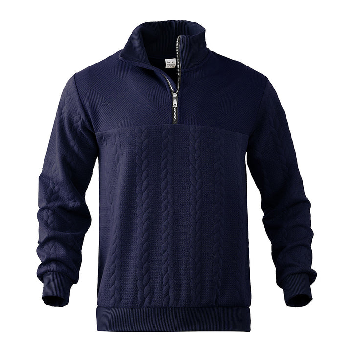 Fleece sweater for men with high collar and textured design Amarae