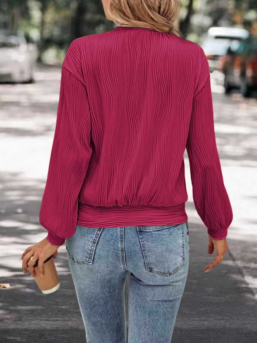 Casual sweatshirt for women in textured fabric with elastic edges Lune London