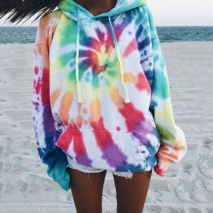 Colorful tie-dye design hoodie for women Lune London