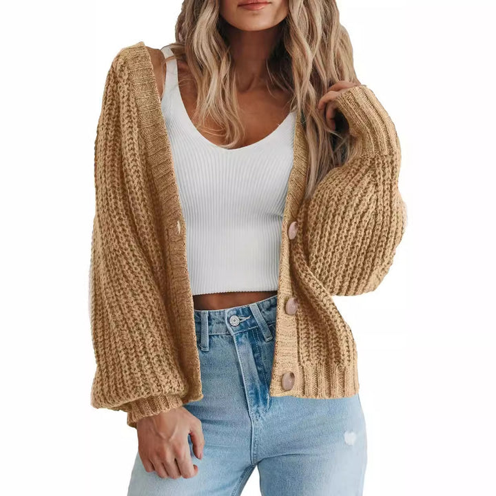 Women Oversized Knit Cardigan with Chic Button Detail and Style