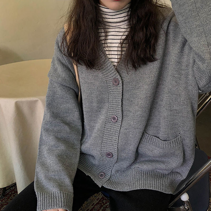 Cardigan en maille décontracté pour femme avec détails de boutons décoratifs et coupe oversized Chic & Stil
