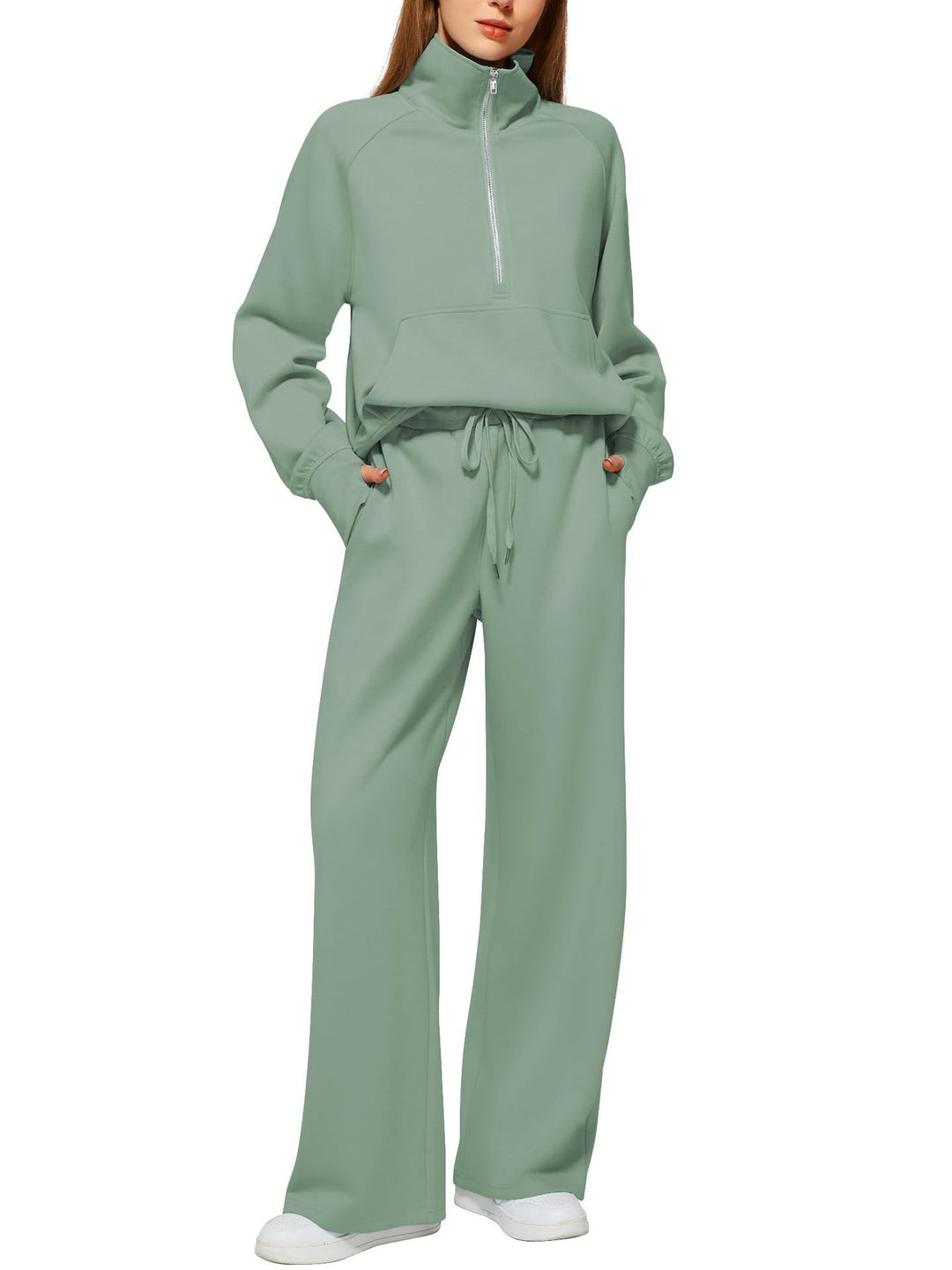 Lune London Women's Sports Loungewear Set with High Collar and Flared Legs