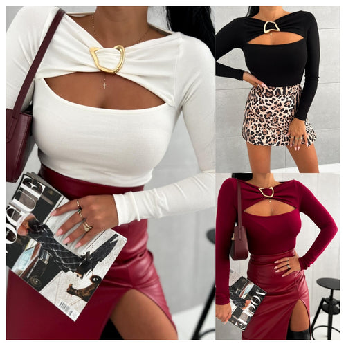Chic and Stylish Cut-Out Women's Bodysuit