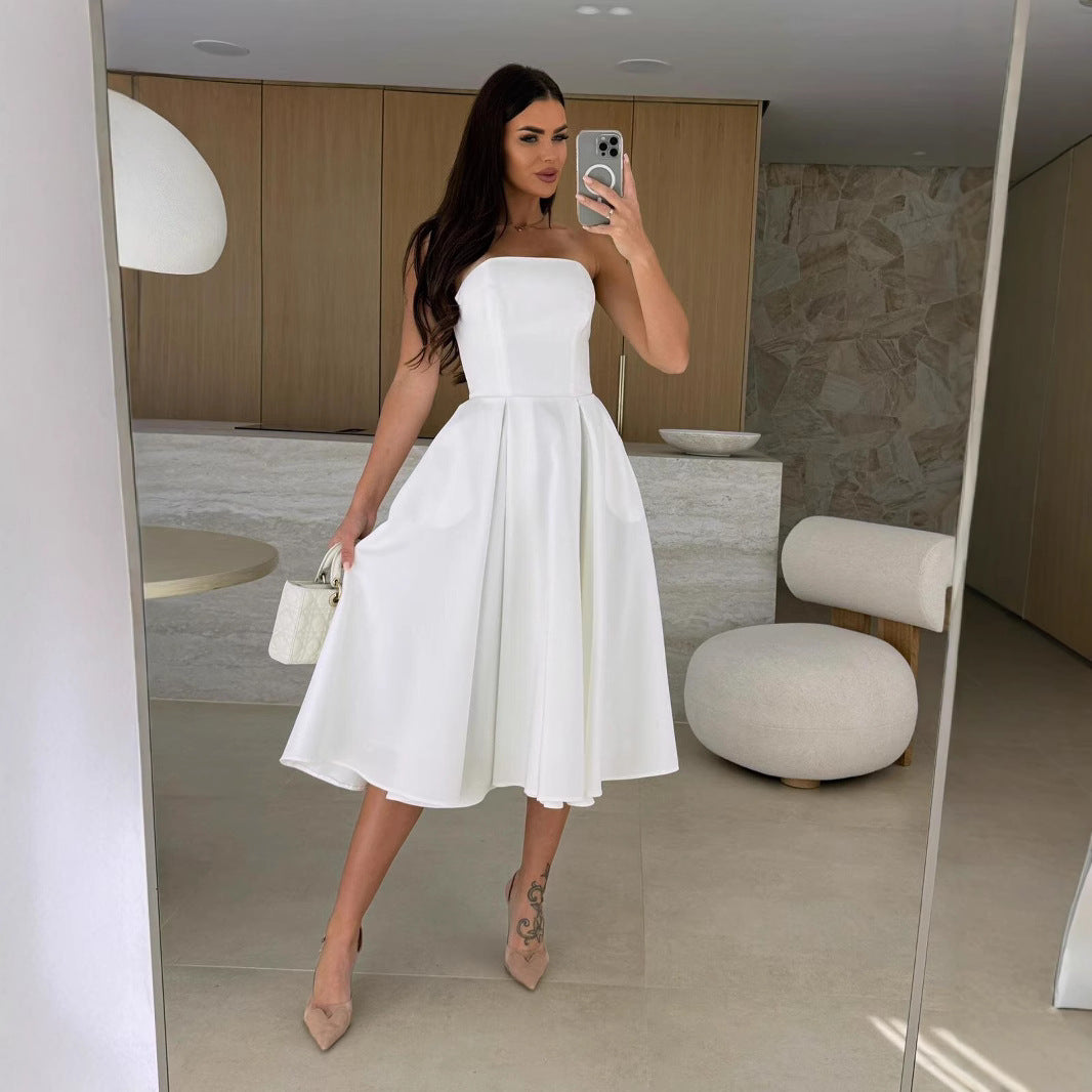 A-line strapless dress for ladies Lune London