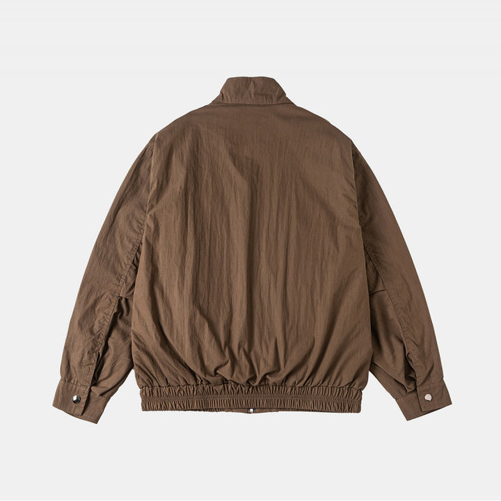 Men's Lightweight Harrington Jacket with Stand-up Collar, Elastic Hem, and Slanted Zipper Pockets Amarae