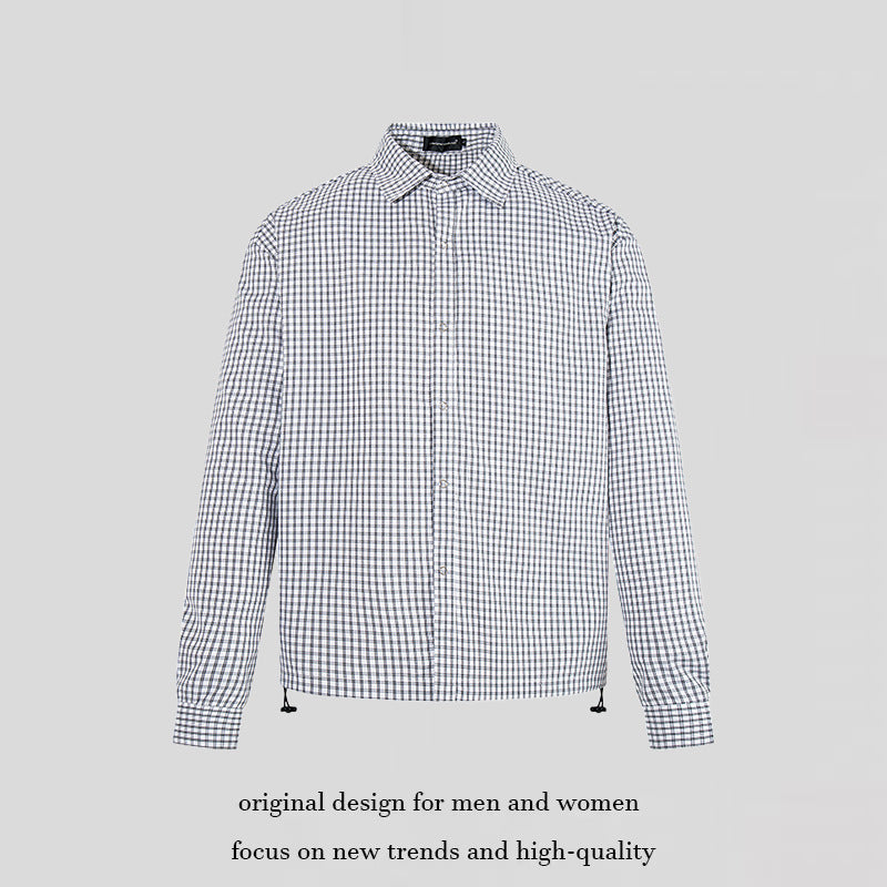 Men's checked shirt with full button placket, adjustable hem, and Kent collar Amarae