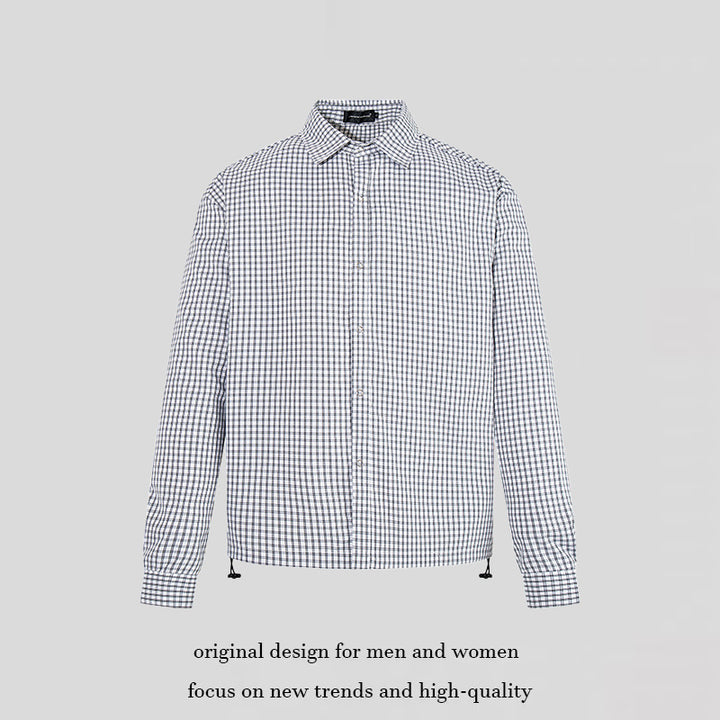 Men's checked shirt with full button placket, adjustable hem, and Kent collar Amarae