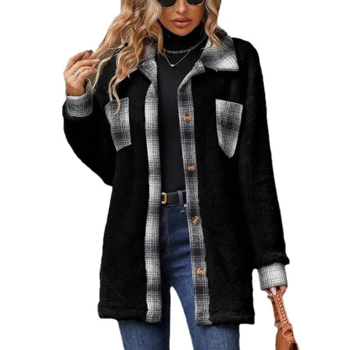 Ladies fleece shirt with checked pattern and soft inner lining Lune London