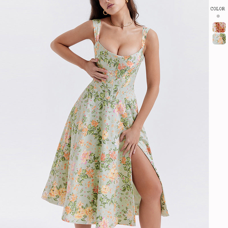Women's maxi dress with off-shoulder design and floral pattern Lune London