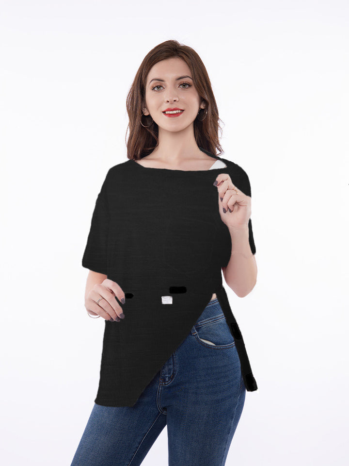 Trendy short sleeve t-shirt for women with innovative cut and playful details Lune London