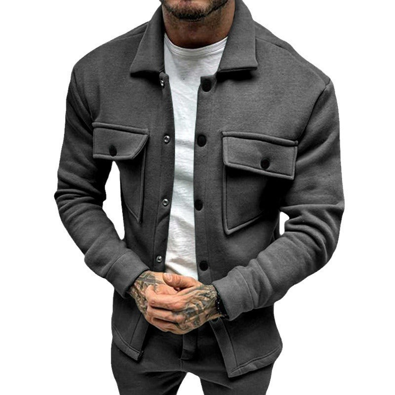 Robust flannel jacket for men with practical chest pockets and modern high collar Lune London