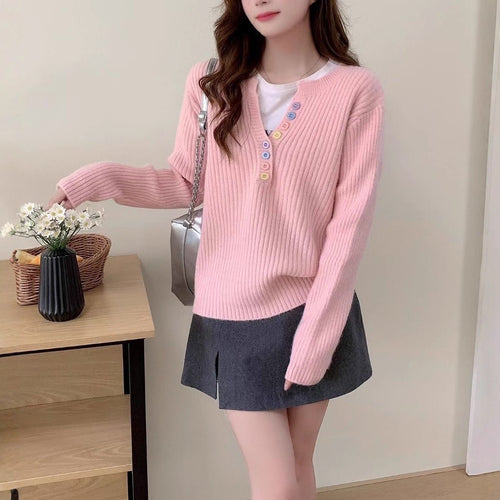 Pull Femme Cozy avec patte de boutonnage et col rond