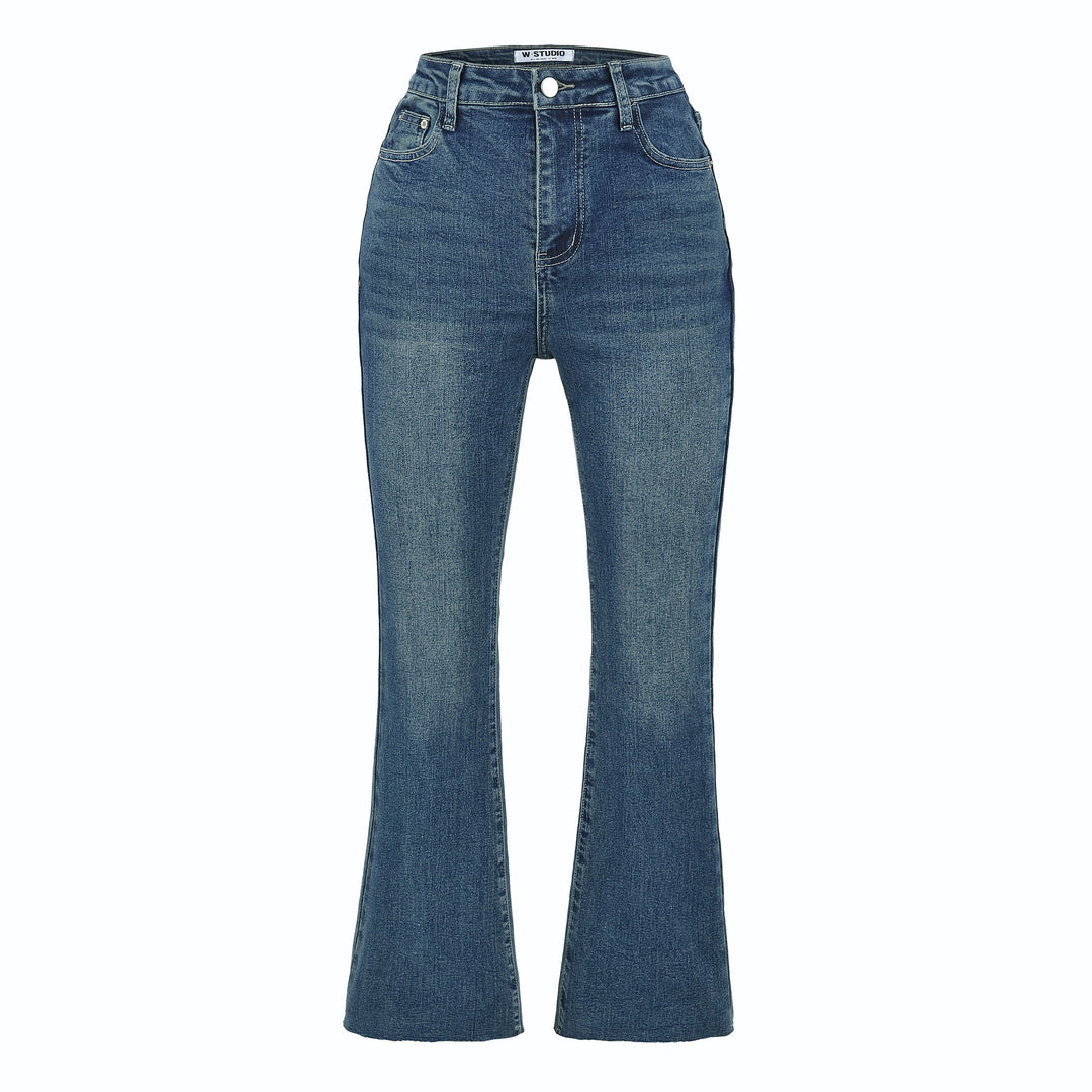 Women's Highwaist Flared Trousers made of Stretch Denim with five pockets and raw hem Amarae