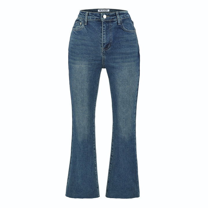 Women's Highwaist Flared Trousers made of Stretch Denim with five pockets and raw hem Amarae