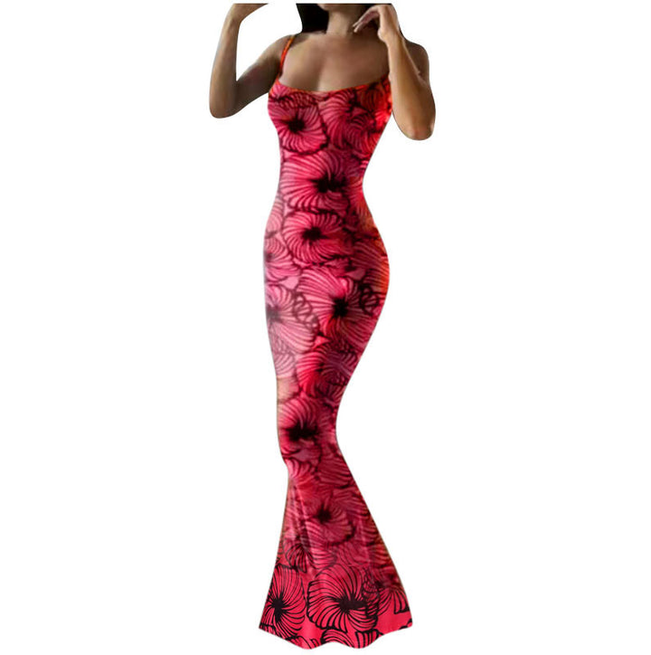 Lune London Women's Fitted Maxi Dress with Floral Patterns and Spaghetti Straps