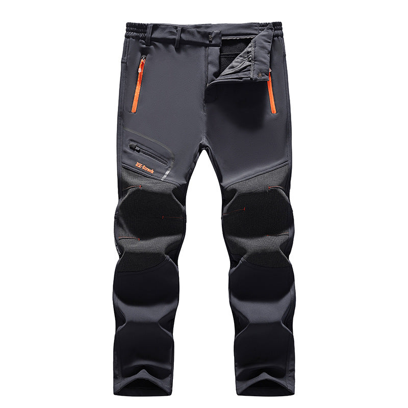 Men's softshell outdoor pants with reinforced knee patches, elastic waistband, and water-repellent membrane Amarae