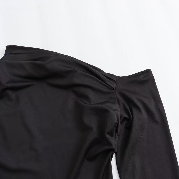 Women's Asymmetric One-Shoulder Maxi Dress with Long Sleeve Amarae