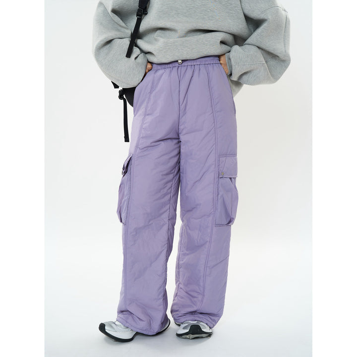 Women Padded Cargo Palazzo Pants with Elastic Waistband Amarae