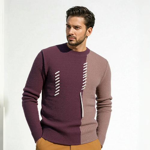 Men's knit sweater with modern structured design and contrasting patterns Amarae