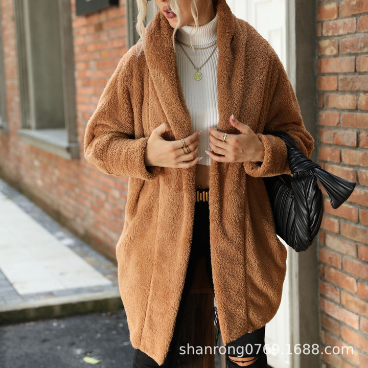 Ladies Oversized Cozy Plush Coat with Large Collar Amarae