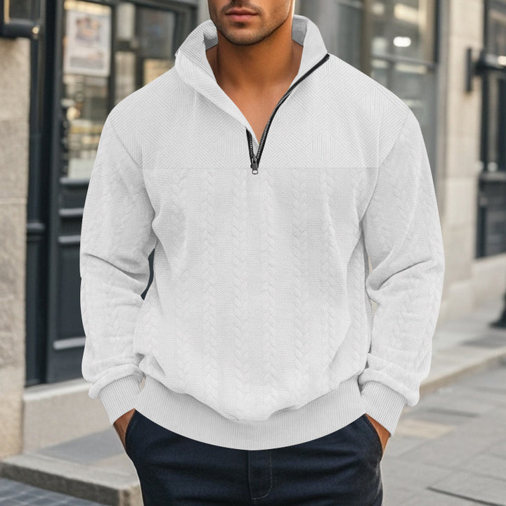 Fleece sweater for men with high collar and textured design Amarae
