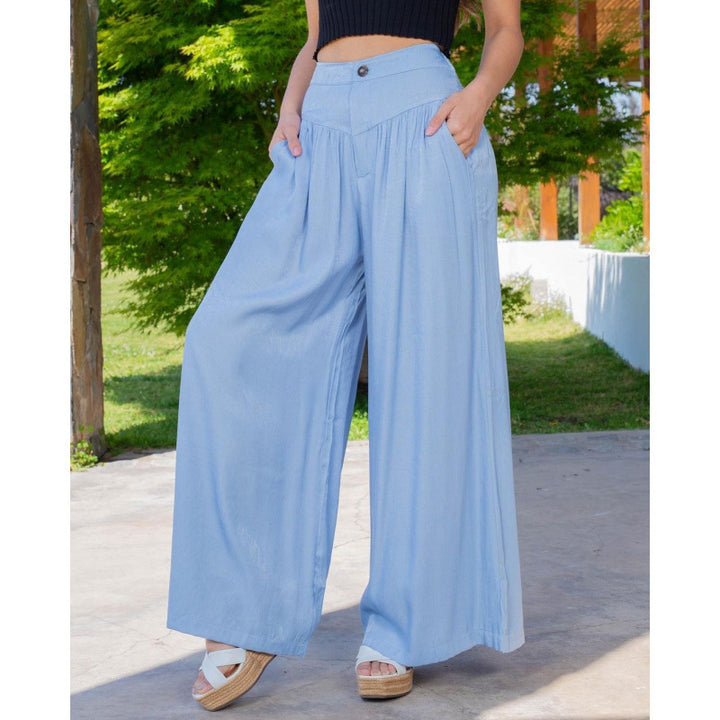 Wide linen pants for women with high waist and practical pockets Lune London