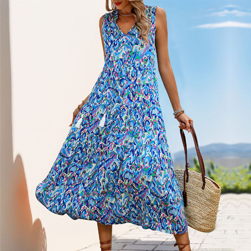 Bohemian Women Layered Maxi Dress with Decorative Fringe Lune London