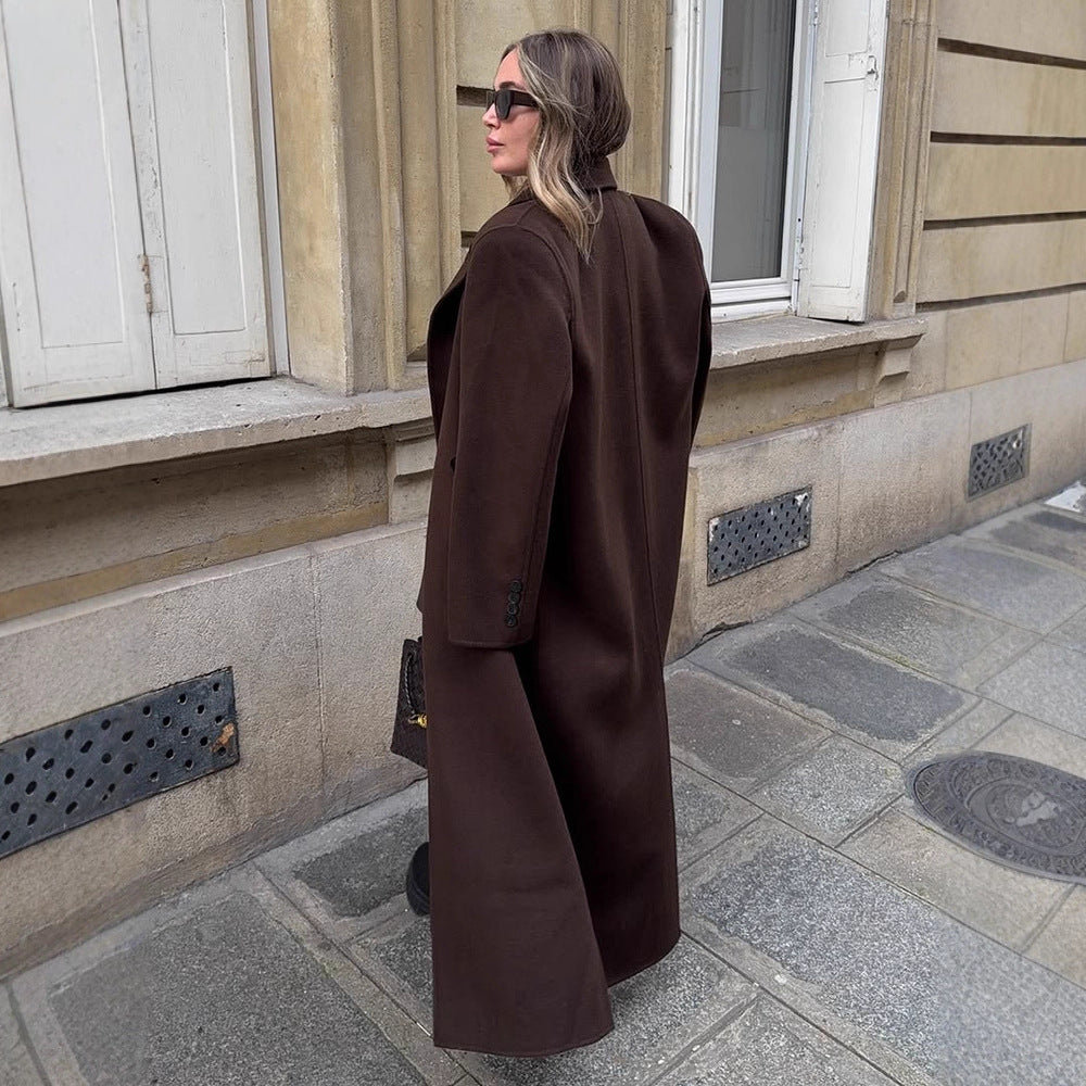 Ladies Oversize Wool Blend Coat with Extended Cocoon Cut and Double Breasted Amarae