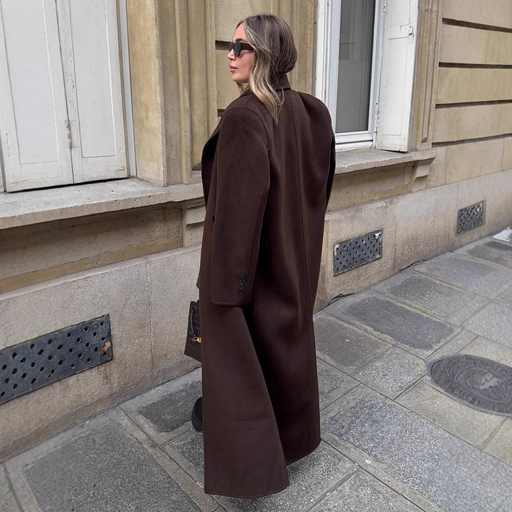 Ladies Oversize Wool Blend Coat with Extended Cocoon Cut and Double Breasted Amarae