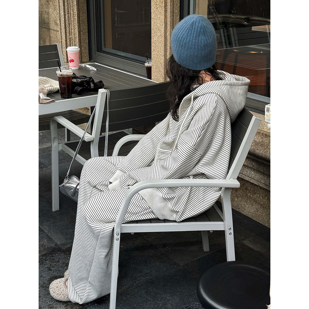 Women's Striped Relaxed-Fit Sweatpants with High Waist and Drawstring