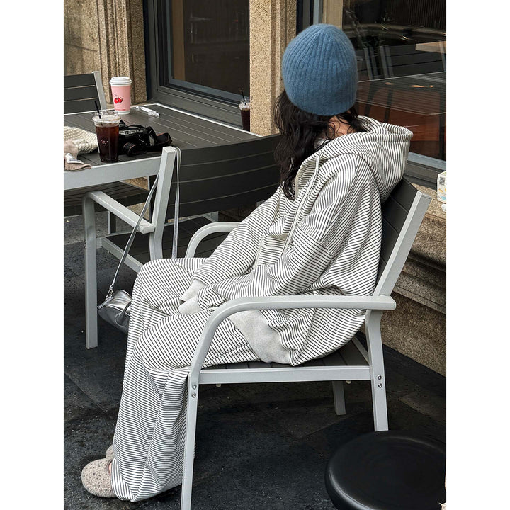 Women's Striped Relaxed-Fit Sweatpants with High Waist and Drawstring