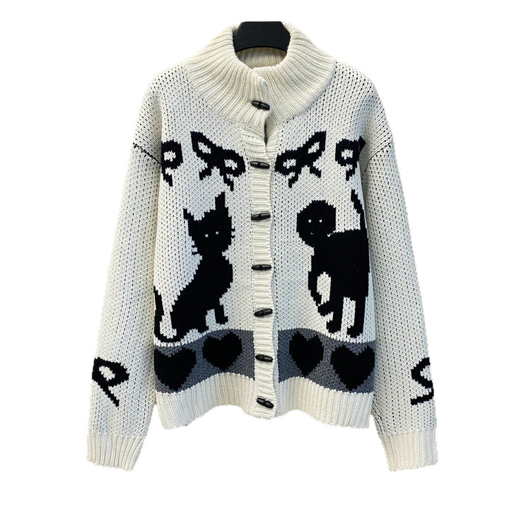 Cardigan femme avec des motifs animaux tendance et col haut Chic & Stil