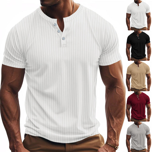 Trendy short sleeve Henley shirt for men with textured design Amarae
