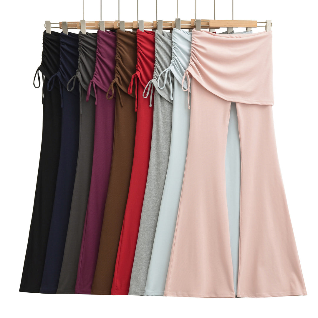 Women’s flared trousers with integrated mini skirt overlay and drawstring Amarae