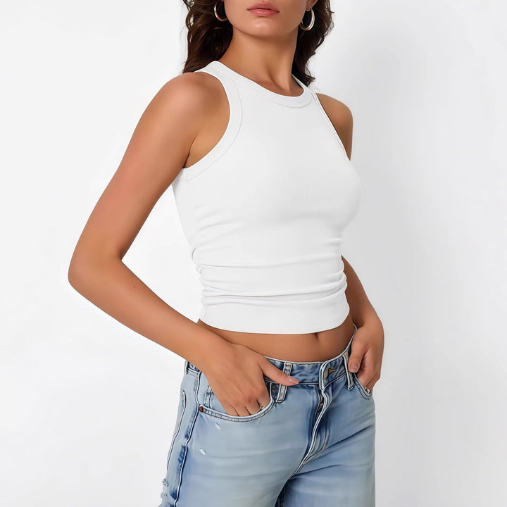 Top court pour femmes avec des bretelles fines et un tissu élastique Chic & Stil