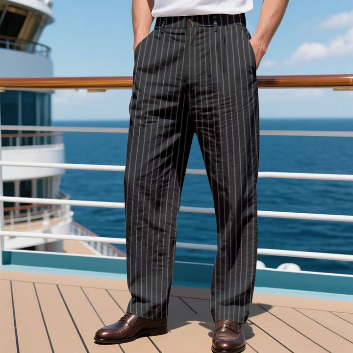 Men's elegant suit trousers with fine stripes Amarae