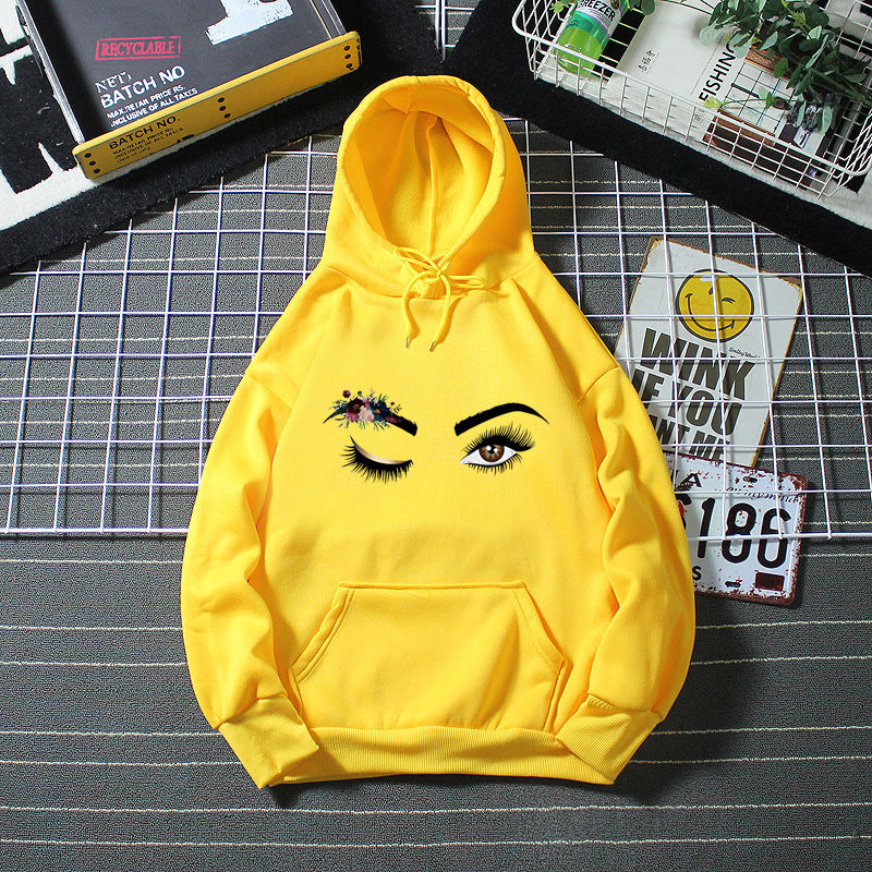 Ladies Hoodie with Creative Eye Motif Chic & Stil