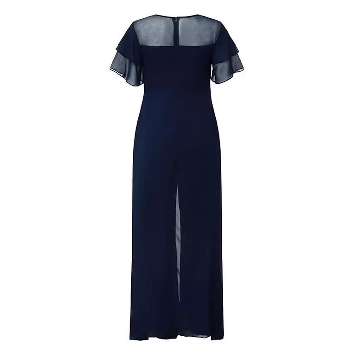 Ladies Elegant Jumpsuit with Chic Chiffon Overlay and Style